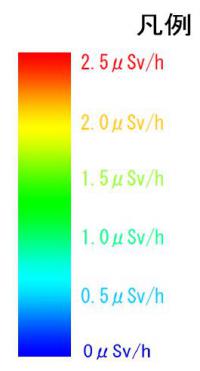 凡例（2.5マイクロシーベルト／時間上限）