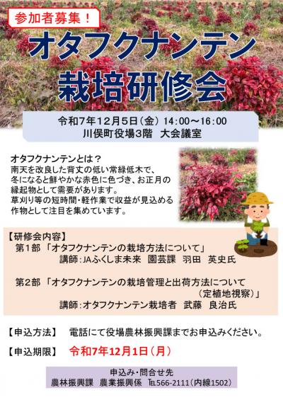 オタフクナンテン栽培研修会チラシ