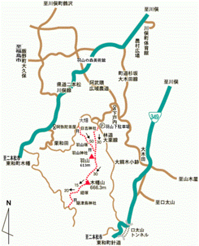 福沢羽山の登山ルート
