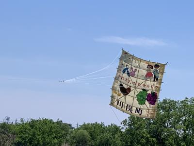 空を飛ぶ川俣町の凧